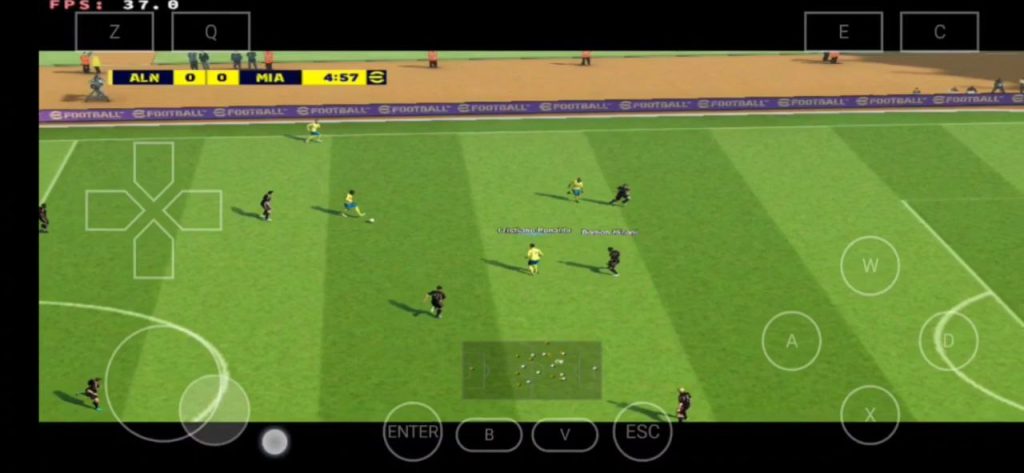 PES 2013 Season 24 in-match gameplay showing Al Nassr attacking against Inter Miami with smooth player movements and HD graphics.