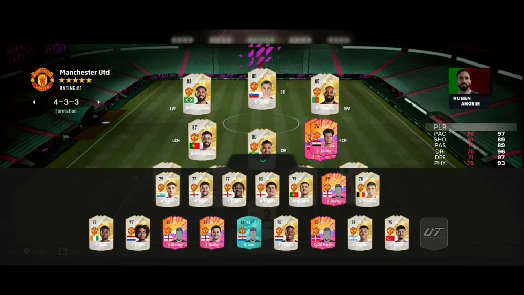 FIFA 16 Mod FC 26 team formation screen displaying player lineup, tactical setup, and team positioning before match kickoff.